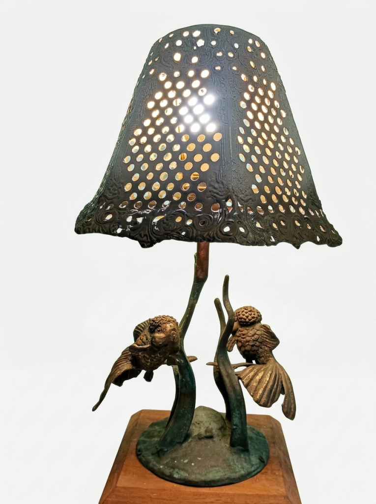 unique bedroom decor with handcrafted brass lamp